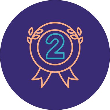 2 ve madalya ikonu, vektör illüstrasyonu