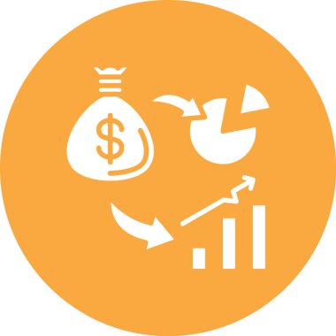 finansal büyüme düz yuvarlanmış simge