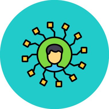 İnsanların vektör illüstrasyonu ve teknoloji simgesi