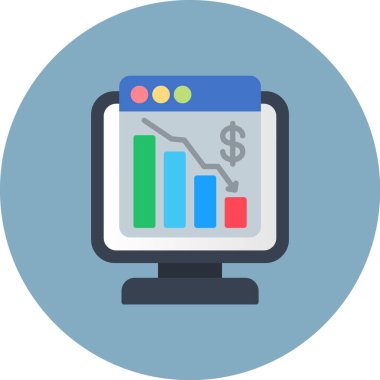 veri analizi düz simgesi, vektör illüstrasyonu