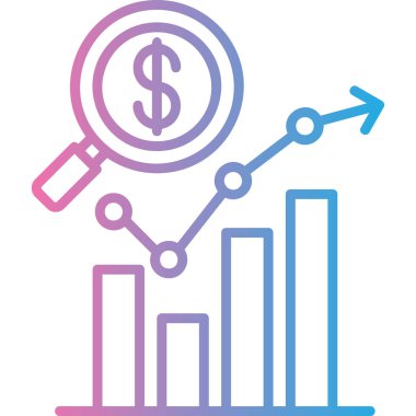 Doldurulmuş ana hatlar biçiminde iş büyümesi grafiği simgesi