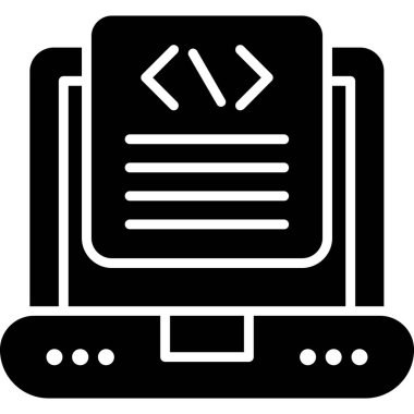 Programlama simge vektörü kodlanıyor. Programlama kodlama işareti. izole edilmiş çizgi simgesi siyah illüstrasyon