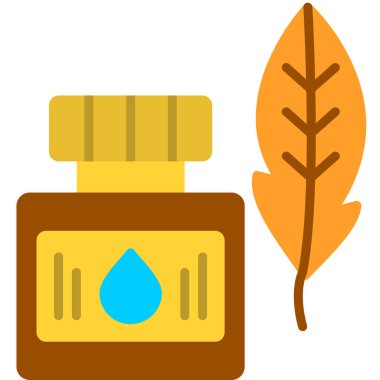 Bir şişe bal ve bir arı ikonu, çizgi film tarzı.