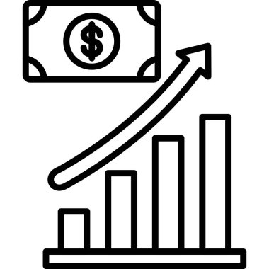 Doları büyüme grafik vektör simgesi