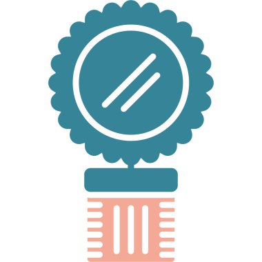 Yuvarlak damgalı bir dairenin mavi ve kırmızı ikonunun vektör çizimi