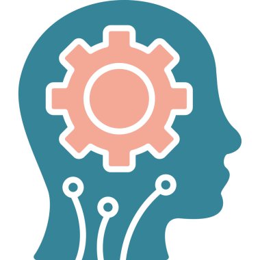 dişli kafa insan beyni ikonu. vektör illüstrasyonu