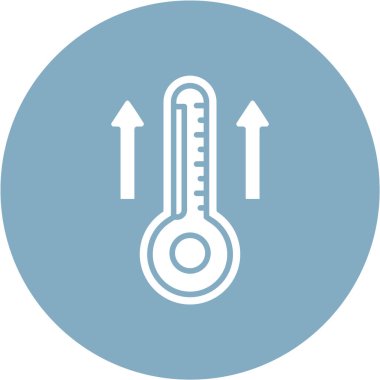 Termometre simgesi. Vektör biçimi düz dizayn, kobalt rengi, beyaz arkaplan içindeki ikonik semboldür.