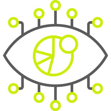 Göz simgesi. vektör biçimi, beyaz arkaplanda çift renkli düz ikonik sembol, eko yeşil ve gri renklerdir.