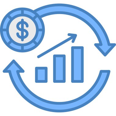 Doldurulmuş ana hatlar biçiminde iş büyümesi grafiği simgesi