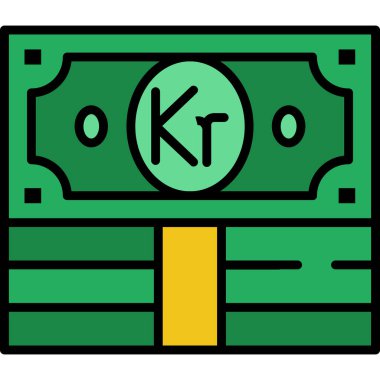 Para birimi simgesi renk ana hatları vektörü