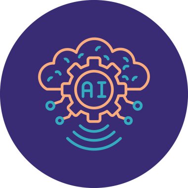 Yapay zeka ikonu. Web için yapay zeka vektör simgelerinin basit çizimi