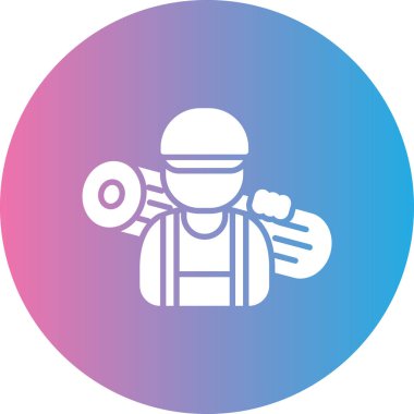 Miğfer simgesi içindeki bir adamın vektör çizimi