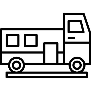 Karavan ikonu. Web ve mobil için ana hatlı karavan ikonu vektör çizimi