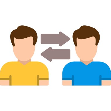 Beyaz arkaplanda izole edilmiş iki erkek vektör düz simgesi