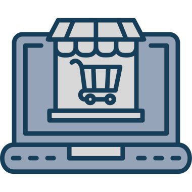 alışveriş çantası simgesi olan dizüstü bilgisayar