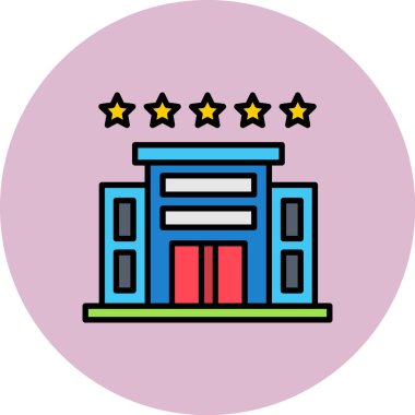 Otel ikon vektörü. İnce çizgi işareti. İzole edilmiş kontür sembolü gösterimi