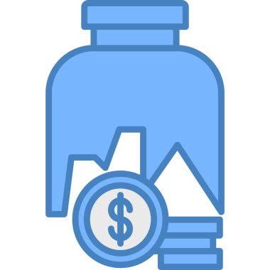 şişe para simgesi ile doldurulmuş dış hat biçimi