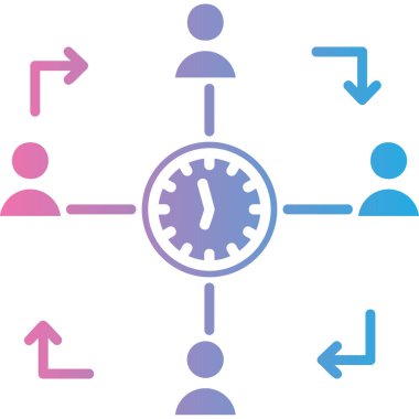 Zaman yönetimi vektör simgesi. biçim çift renkli düz yuvarlak simge, siyanür rengi, yuvarlak açılar, beyaz arkaplan.