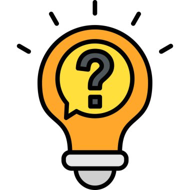 Ampul soru ikonu. özet ampul çözüm vektör rengi düz izole