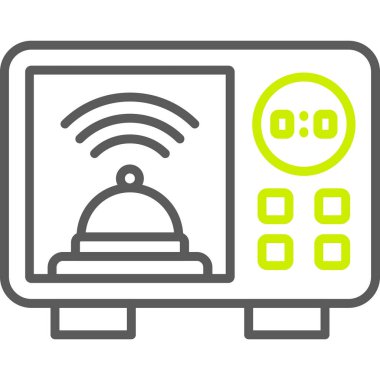 Kablosuz kontrol vektör simgesi. biçim iki renkli düz sembol, eko yeşil ve gri renkler, yuvarlak açılar, beyaz arkaplan.