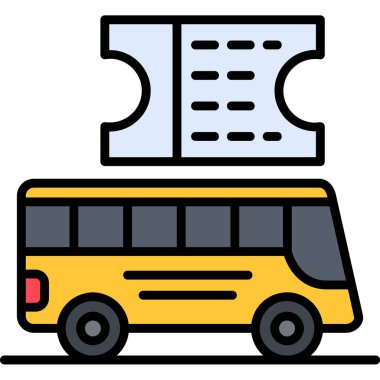 Okul servisi vektör simgesi. Web ve mobil tasarım için taslak işareti dolduruldu.