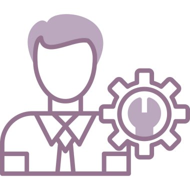 Vites simgesi vektör illüstrasyon tasarımına sahip iş adamı