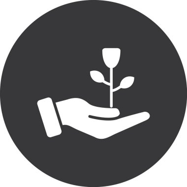 çiçek vektör simgesi. biçim düz yuvarlak sembol, gri renk, yuvarlak açılar, beyaz arkaplan.