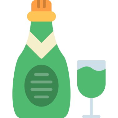 Şişe şarap ikonu doldurulmuş ana hatlarıyla