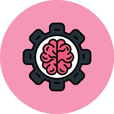 Beyaz arkaplan vektör illüstrasyonunda izole edilmiş modaya uygun düz biçimli beyin simgesi