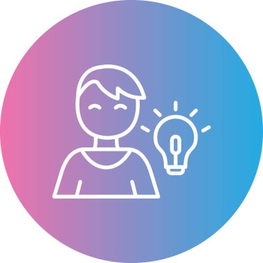 Kafasında ampul olan bir adam. Web simgesi basit illüstrasyon