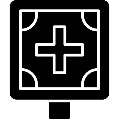 Hastane çapraz vektör simgesi