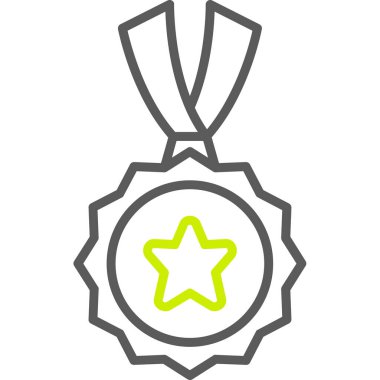 Madalya vektör ikonu. biçim iki renkli düz simge sembolü, eko ve eko gri renkler, yuvarlak açılar, beyaz arkaplan