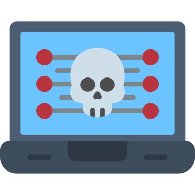 Siber virüsün dizüstü bilgisayar vektör illüstrasyon tasarımlı kafatası