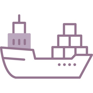 Kutu simgesi vektör çizimi olan kargo gemisi