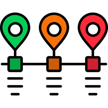 konum haritası renk ana hatları vektör simgesi