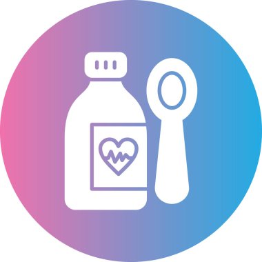 kalp ve şişe simgesi, vektör illüstrasyonu