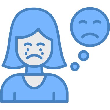 üzgün kadın ikon vektör illüstrasyonu