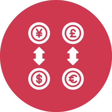 döviz kuru düz yuvarlanmış vektör simgesi