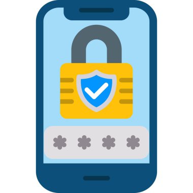 Kalkan izole vektör illüstrasyon tasarımı ile akıllı telefon güvenli kilit