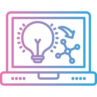 Ampul simgesine sahip dizüstü bilgisayar, vektör illüstrasyon tasarımı