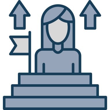 Bayrak simgesi olan iş kadınının vektör illüstrasyonu