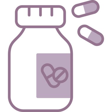 İlaç ve hap şişesi, vektör illüstrasyon renk tasarımı