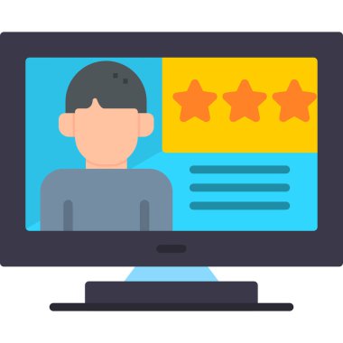 çevrimiçi derecelendirme düz simgesi, vektör illüstrasyonu