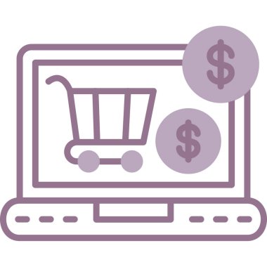 Laptop ve kredi vektör illüstrasyonu ile çevrimiçi alışveriş