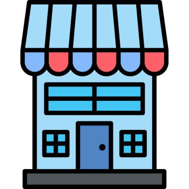 depolama ikonu. taslak alışveriş binası vektör rengi düz izole