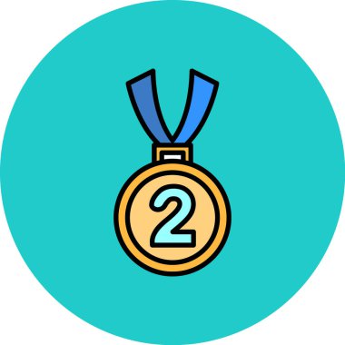 Yumuşak mavi arkaplanda izole edilmiş modaya uygun tasarım tarzında iki madalya simgesi