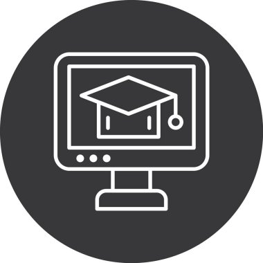 Eğitim ve mezuniyet çizgisi simgesi, konsept ve mezuniyet öğrenme sembolü beyaz arkaplan, vektör işareti ve web 'de öğrenim ve mobil konsept için metin mezuniyet simgesi