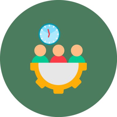 zaman yönetimi düz simgesi, düz biçim illüstrasyonu