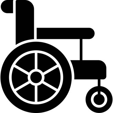 Tekerlekli sandalye ikonu devre dışı. Web tasarımı için tekerlekli sandalye pasifleştirilmiş vektör simgesinin basit çizimi