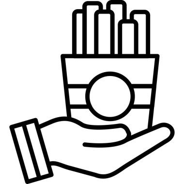 El kızartma ikonu. Web için hamburger vektör simgelerinin özet çizimi